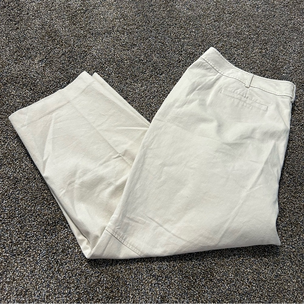 NWT Talbots Woman Stretch 18W tan cropped ankle straight leg pants spring summer